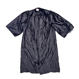 Black Herff Jones Graduation Gown Black Unisex- 5'-5", 5'-6" EUC USA Made